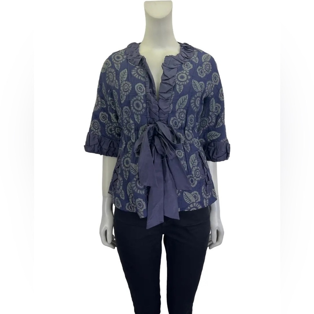 Marc By Marc Jacobs | Tie Front Top Womens Size 2 Blue 3/4 Sleeve Floral